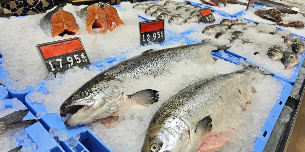 One salmon exporter reported a quiet market in which the picture is complicated by the number of lower-quality production fish competing against higher-quality salmon.