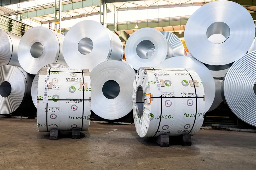 Rolls of low-carbon steel produced at Salzgitter Flachstahl.