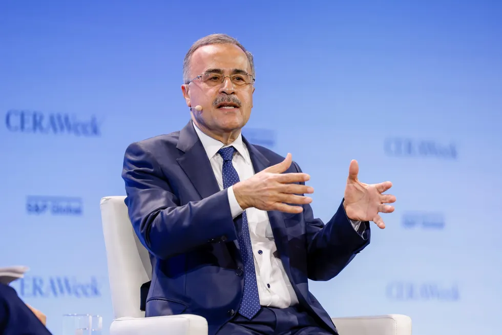 Saudi Aramco chief executive Amin Nasser speaks during the CERAWeek by S&P Global energy conference in Houston, Texas, US on Monday, 10 March 2025.