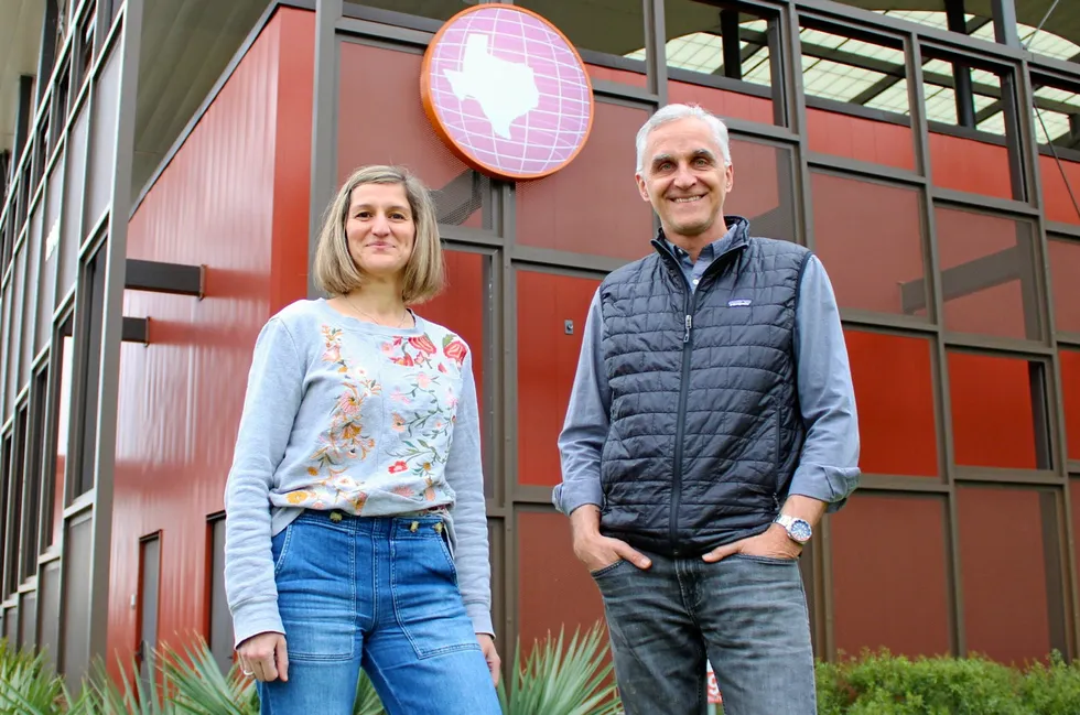 (l-r) Esti Ukar, a research associate professor in the geology department at UT Austin, and Toti Larson, who is the lead researcher on the geologic hydrogen project at the unversity.