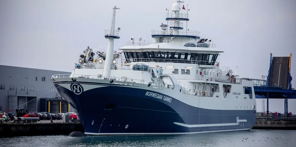 Slakteskipet Norwegian Gannet – her til havn i Hirtshals, Danmark.