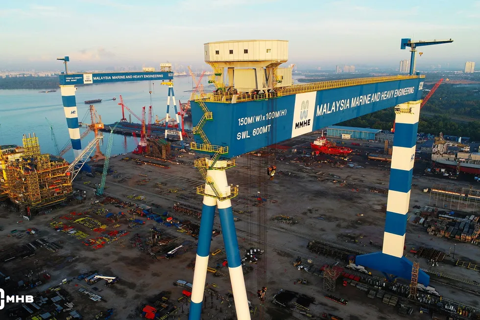 In action: Malaysia Marine and Heavy Engineering’s West yard in Pasir Gudang, Johor, Malaysia.