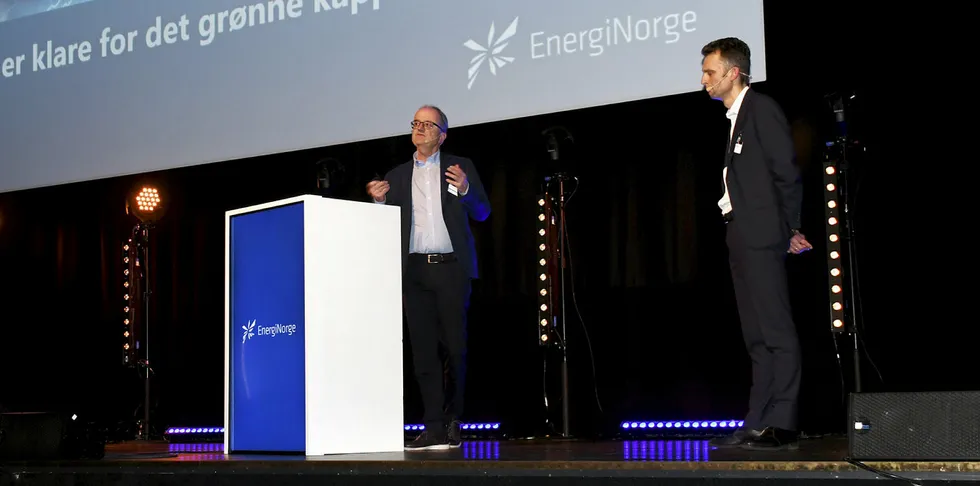 Energi Norge avlyser årets Vinterkonferanse. Her er styreleder Eimund Nygaard og administrerende direktør Knut Kroepelien avbildet på fjorårets konferanse i Malmø.