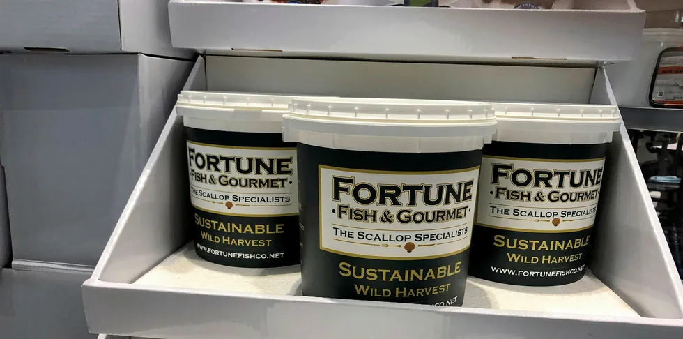 Fortune Fish and Gourmet scallops at the Boston Seafood Show.