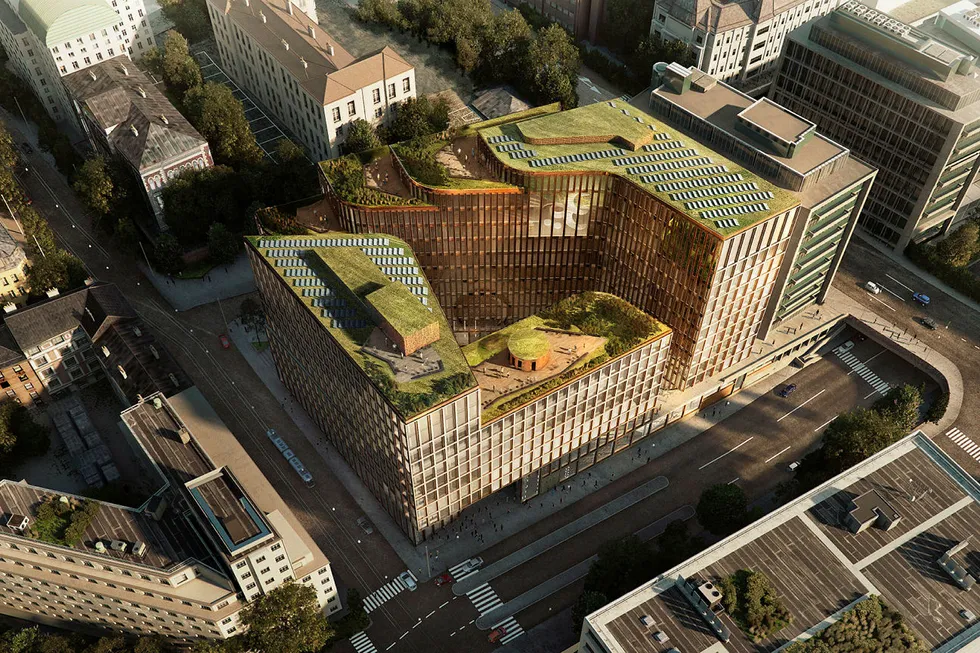 Der House of Oslo tidligere sto, i Vika i Oslo, oppfører nå Aspelin Ramm og Storebrand et nytt bygg som har oppnådd rekordhøye leiepriser for kontrakter av en viss størrelse. Bygget skal stå ferdig i 2021. – Det er inngått avtaler for litt mer enn 50 prosent av kontorene. Leiene spenner fra 4400 kroner til drøye 6000 kroner, sier direktør Sverre Landmark for samfunn og plan i Aspelin Ramm.