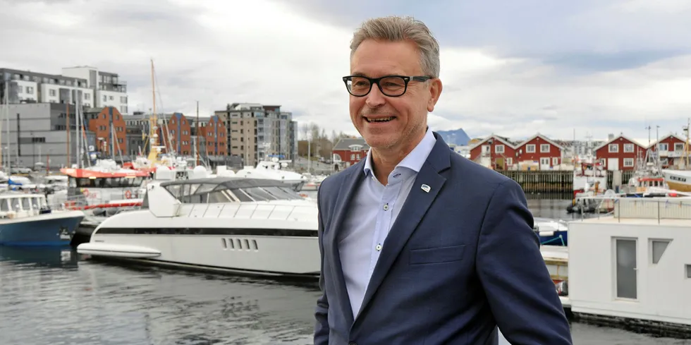 Glad i torsk: Fiskeri- og sjømatminister Odd Emil Ingebrigtsen (H). Her fra Bodø hvor han forrige uke presenterte deler av forslaget til statsbudsjett.