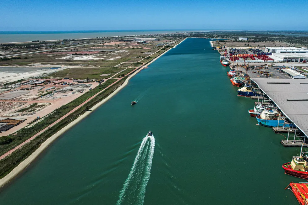 An aerial image of the Port of Açu