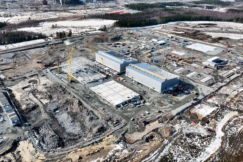 Stegra's green hydrogen plant and steel mill, currently under construction in Boden, northern Sweden