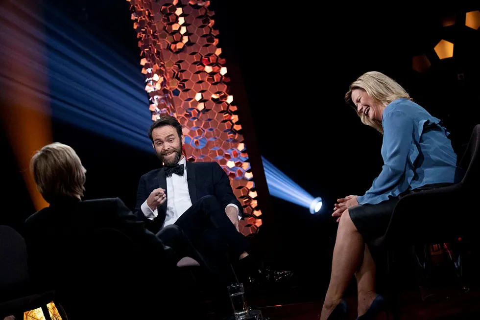 Anne Lindmo leder «Lindmo» på NRK1. Her sammen med Calle Hellevang-Larsen (til venstre) og Vidar Magnussen.