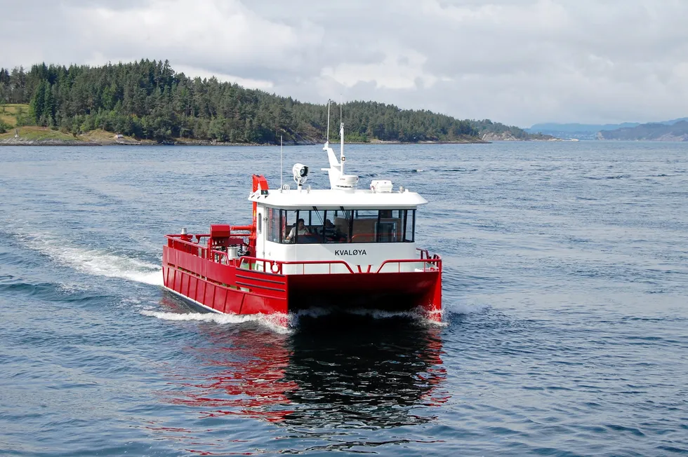 Oppdrettsbåt, "Kvaløya", levert av Risnes Marine Craft som nå er slått konkurs.