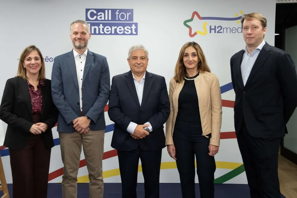 Representatives from Enagás, REN, NaTran, Teréga, and OGE at the launch of the Call for Interest