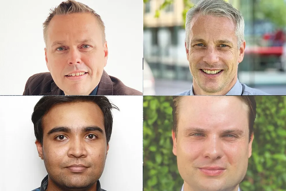 Innnleggets forfattere fra øverst fra venstre: Thomas Øyvang, Stig Harald Simonsen, Sambeet Mishra og Jonas Kristiansen Nøland.
