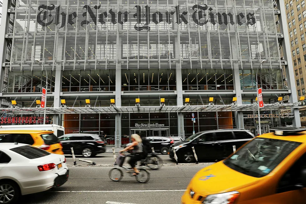 Nyansettelser i New York Times har satt i gang sterke diskusjoner etter at ansettelsenes tidligere oppførsel på internett ble kjent. SPENCER PLATT/AFP/NTB Scanpix