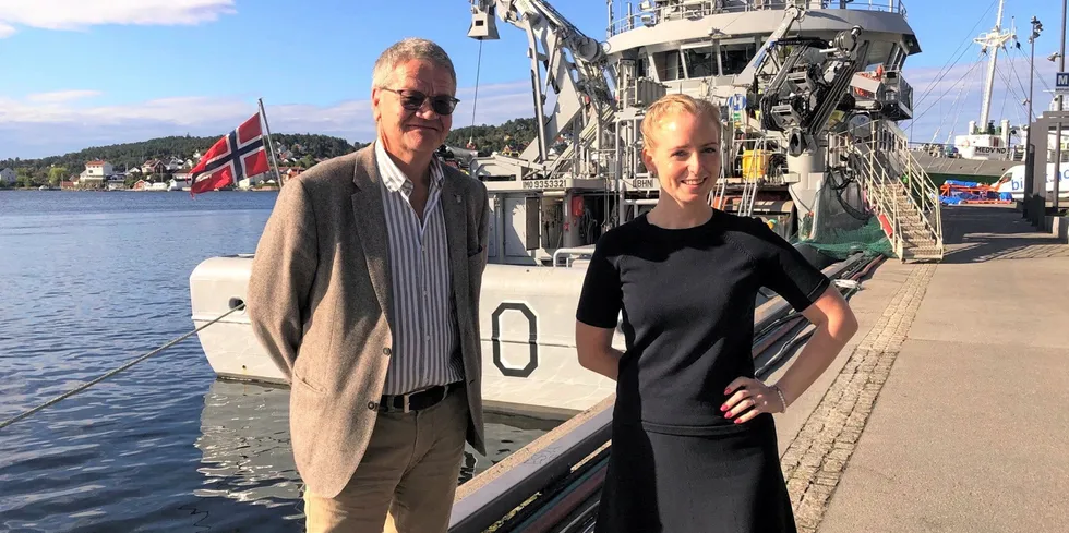 Ida Stuberg Sp-ordfører i Inderøy kommune, som er eiere i NTE, er valgt til styreleder i den nyopprettede organisasjonen. Her sammen med Haugesund-ordfører Arne-Christian Mohn (Ap), som også sitter i styret i Nettverk for kommunale vannkrafteiere.