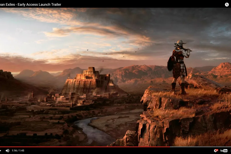 Funcom-aksjen er preget av høy aktivitet og store svingninger. Dette er et stillbilde tatt fra traileren for spillet «Conan Exiles» som ble sluppet for «early access» i forrige uke. Foto: Funcom/Youtube