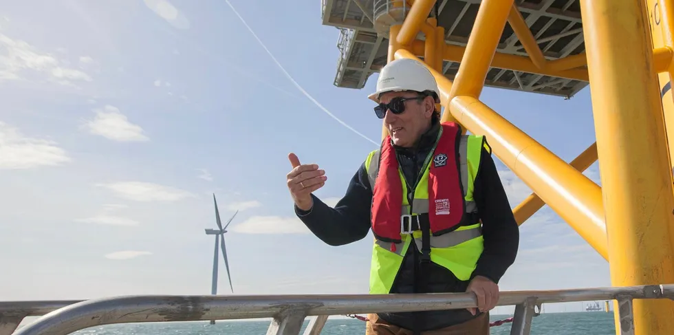 Iberdrola CEO Ignacio Galan at the developer's flagship West of Duddon Sands offshore wind farm project off the UK