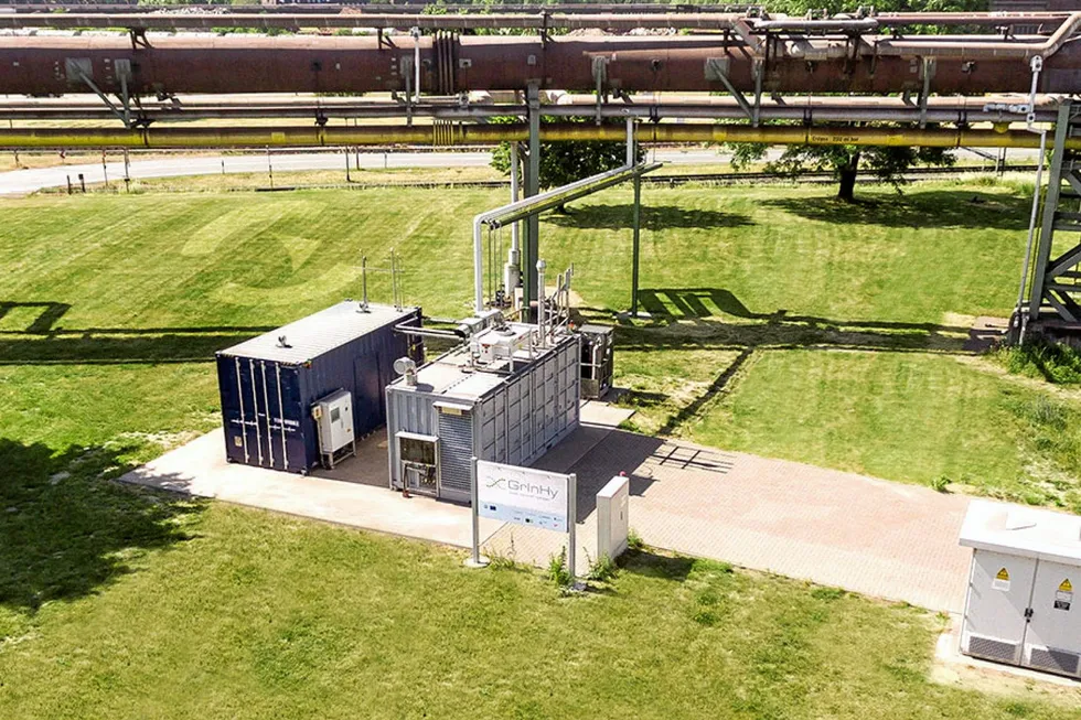 A 150kW Sunfire high-temperature electrolyser integrated with a steel plant in Salzburg, Austria, at the GrInHy pilot project.