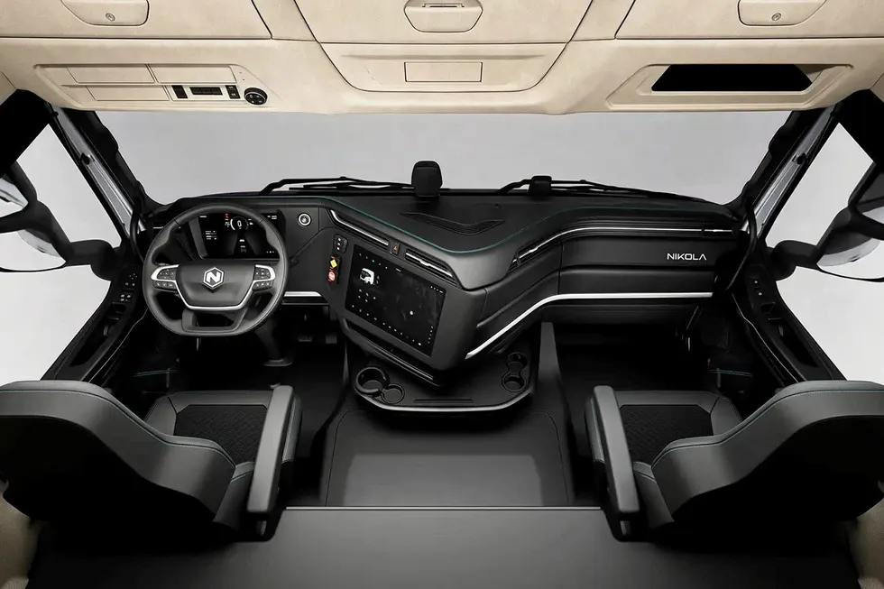 The interior cabin of Nikola's Tre FCEV.