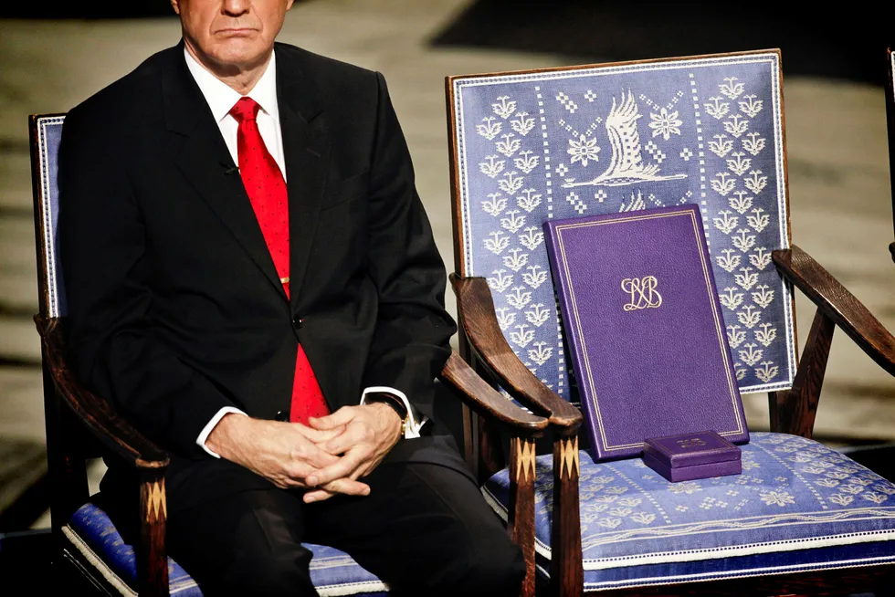 Stolen sto tom da den kinensiske aktivisten Liu Xiaobo ble tildelt Nobels fredspris i 2010. Denne uken feiret Kina retten til utvikling. Liu sitter fortsatt fengslet. FFoto: Stein Bjørge/Aftenposten/NTB Scanpix