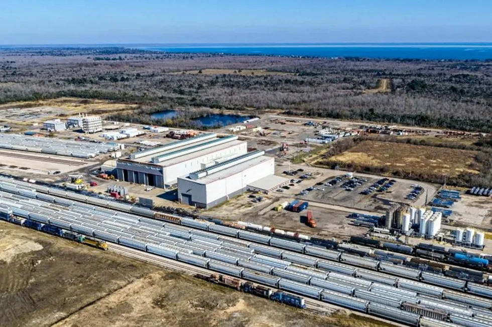 An aerial photograph of the site for John Cockerill's Baytown electrolyser factory in Texas.