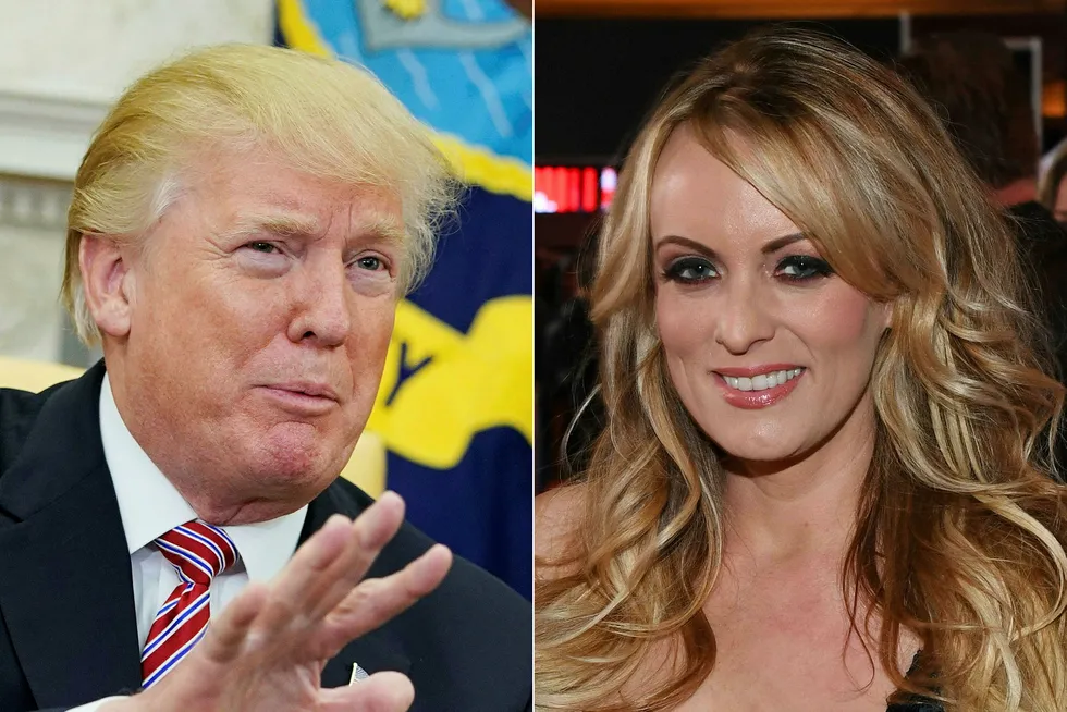 Donald Trump avviser både å ha hatt et forhold og ha betalt hysjpenger til Stormy Daniels. Foto: Mandel Ngan og Ethan Miller/Getty og AFP/NTB Scanpix