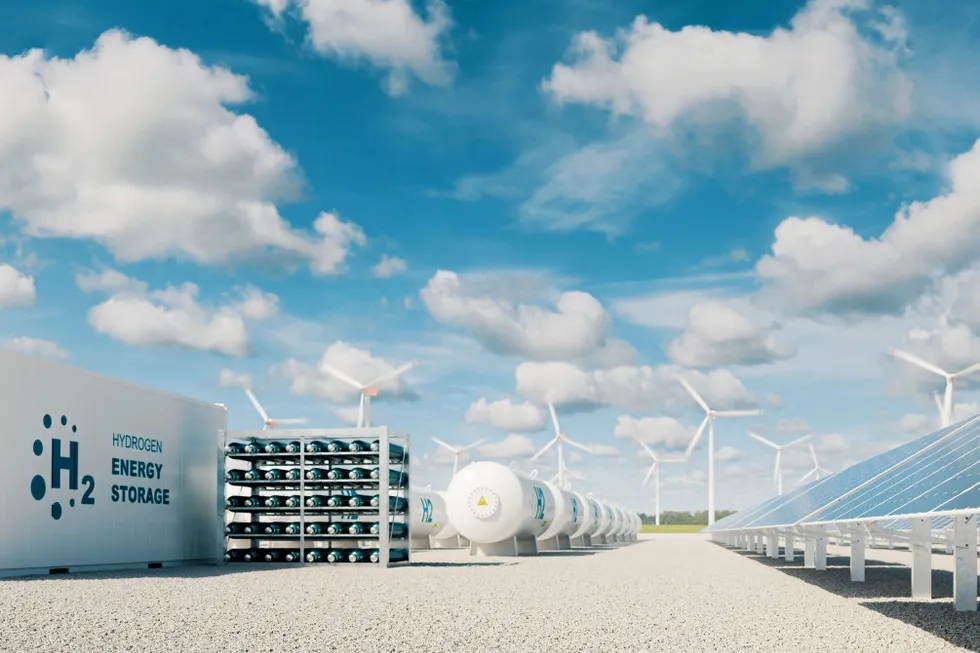 Graphic representing green hydrogen production.
