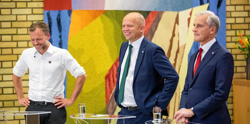 Partilederne Audun Lysbakken (SV), Trygve Slagsvold (Sp) og Jonas Gahr Støre (Ap) har sikret seg flertall på Stortinget. Nå er spørsmålet om de klarer å bli enige om regjeringsmakt.