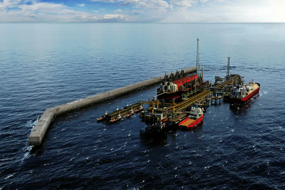 Under construction: a breakwater being built for BP's Greater Tortue Ahmeyim phase one