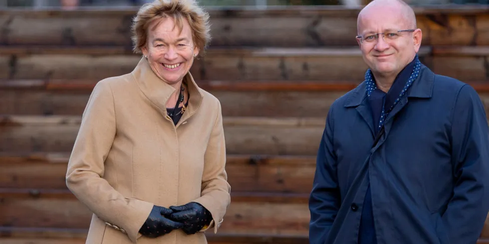 DNBs ledere for sjømat. Anne Hvistendahl og Dag Sletmo.