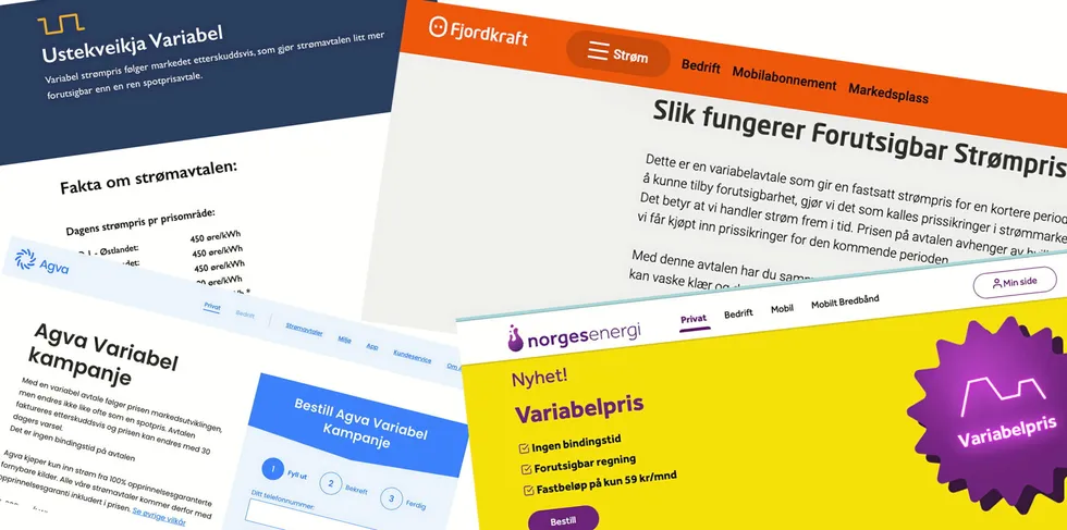 . Skjermdump av variabel strømpris.