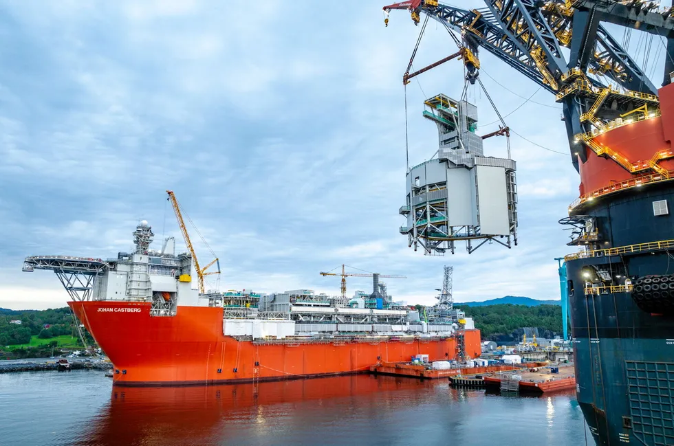 Under construction: the Johan Castberg FPSO in August 2022