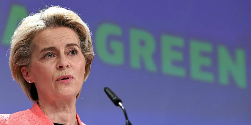 European Commission president Ursual von der Leyen unveiling the Fit for 55 package in Brussels in July. Homepage pic, Sébastien Bertrand via Flickr.