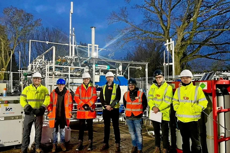 A team from AFC Energy in front of the ammonia cracking demonstration project.