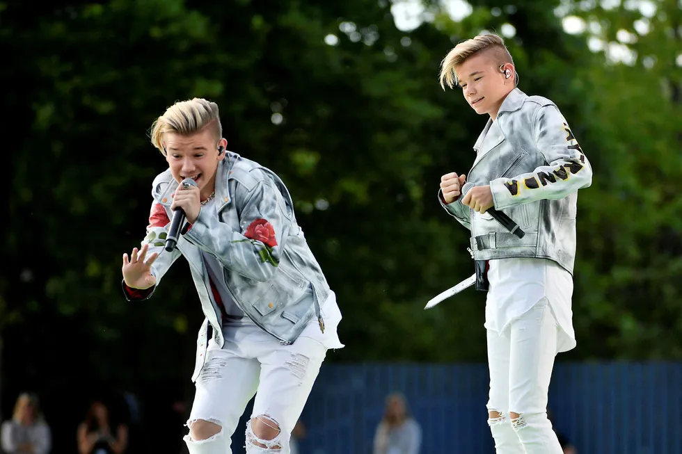 Marcus (til venstre) og Martinus Gunnarsen opptrådte under feiringen av prinsesse Victorias 40-årsdag på Öland i Sverige tidligere i sommer. Foto: Vilhelm Stokstad/TT/NTB Scanpix