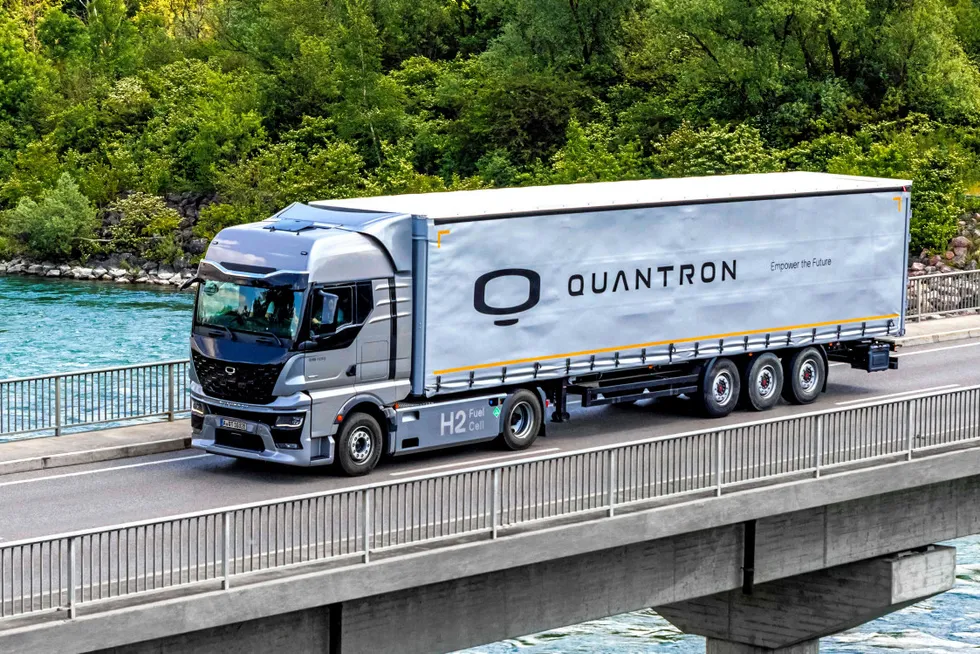 Quantron's QHM Aero full-cell electric truck.