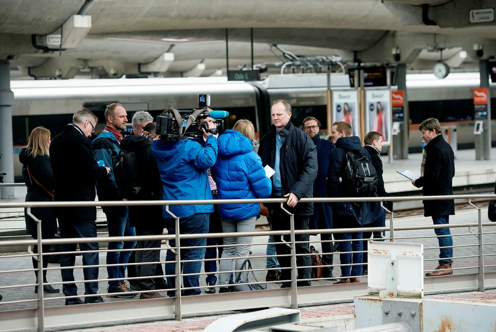 Samferdselsminister Ketil Solvik-Olsen (Frp) under offentliggjøringen av hovedtrekkene i Nasjonal transportplan. Foto: Mikaela Berg