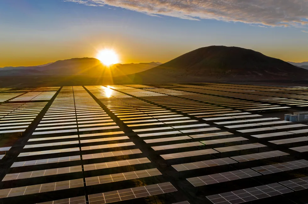 A photo released by Power2X and Soto Solar to announce the new green hydrogen project, which actually shows a massive solar plant in Chile's Atacama Desert.