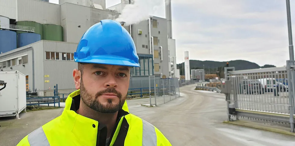 Aslak Bjorshol, factory manager Skretting Averøy and Skretting Stavanger, is ready to use new raw feed materials.