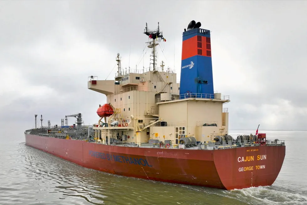 The Cajun Sun arriving in Antwerp after its 18-day journey from Louisiana.