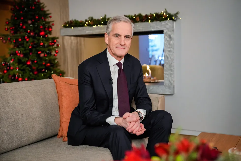 Statsminister Jonas Gahr Støre holdt sin nyttårstale i statsministerboligen.