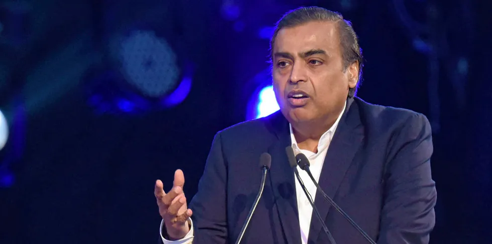 Reliance Industries CEO Mukesh Ambani, who owns 49.46% of the company.