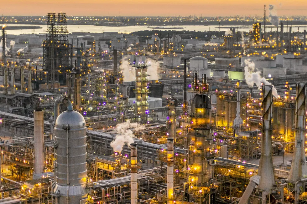 ExxonMobil's sprawling Baytown refinery in Texas, where the oil giant is planning to produce blue hydrogen — which could be part of the Texas-based blue-hydrogen-focused Gulf Coast Hydrogen Hub that was allocated up to $1.2bn on Friday.