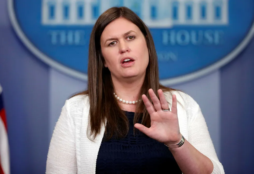 Sarah Huckabee Sanders tar over for Sean Spicer. Foto: Pablo Martinez Monsivais / AP PHOTO/ NTB Scanpix