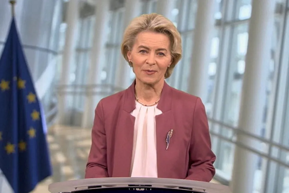 A still from Ursula von der Leyen's recorded address to the European Hydrogen Week on 20 November, 2023.