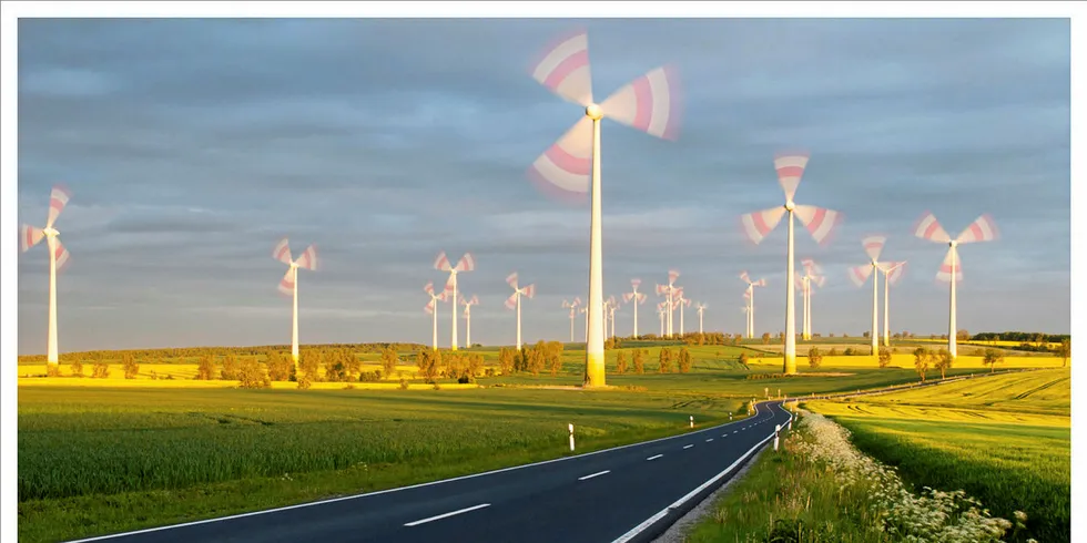 A wind farm in Thuringia, Germany.