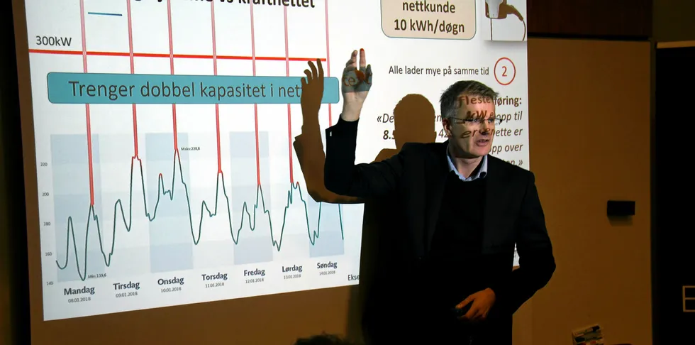 Nettsjef i Glitre Energi, Tore Morten Wetterhus, forklarer at selskapet nå setter i gang pilotprosjekt der de tilbyr lavere nettleie om natten.