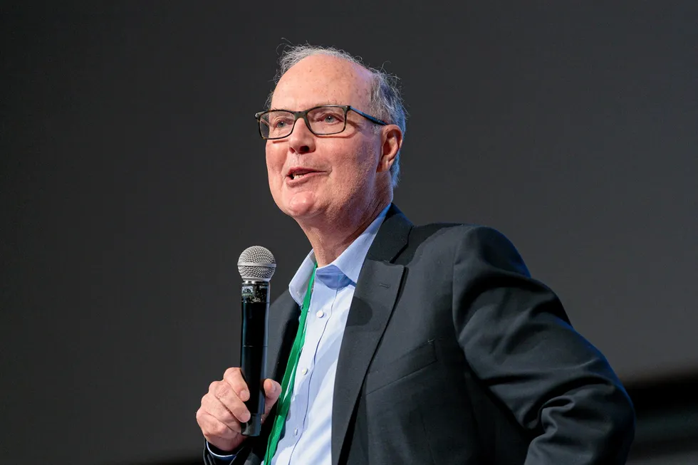 Andy Marsh, CEO of Plug Power, speaking at the Global Green Hydrogen Assembly in Barcelona in May 2022.