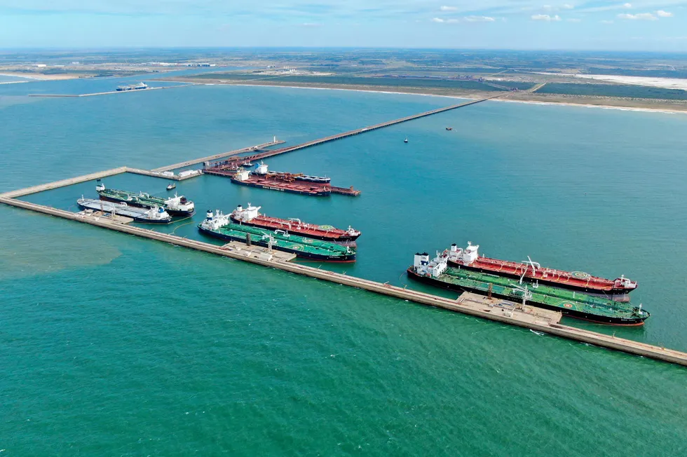 An aerial view of the Port of Açu.