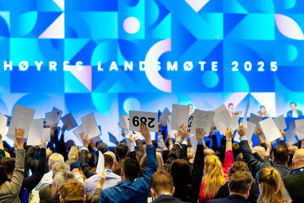 Høyres landsmøte pågår på Gardermoen. Energikapittelet er ferdig behandlet.