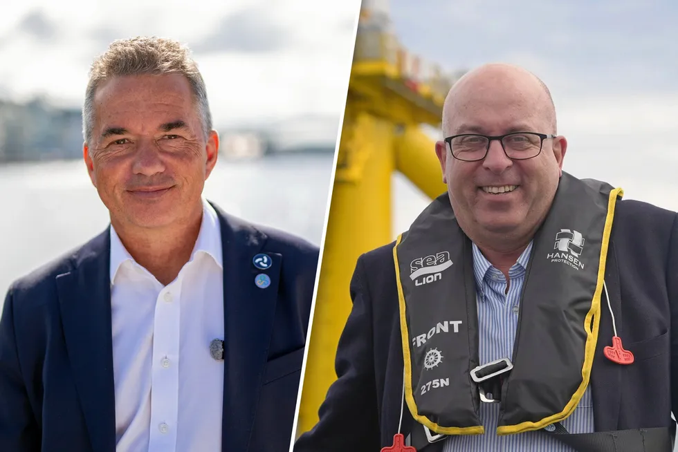 Gunnar Birkeland, (Source Galileo Norge) og Arvid Nesse (Norwegian Offshore Wind) mener begge at det er lovende signaler fra regjeringen om at de ønsker å satse på flytende havvind.
